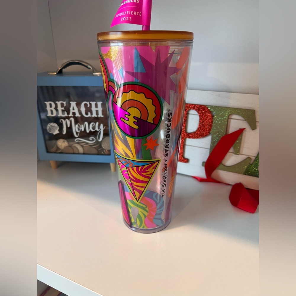 Starbucks Tim Singleton Tall Colorful Psychedelic Tumbler